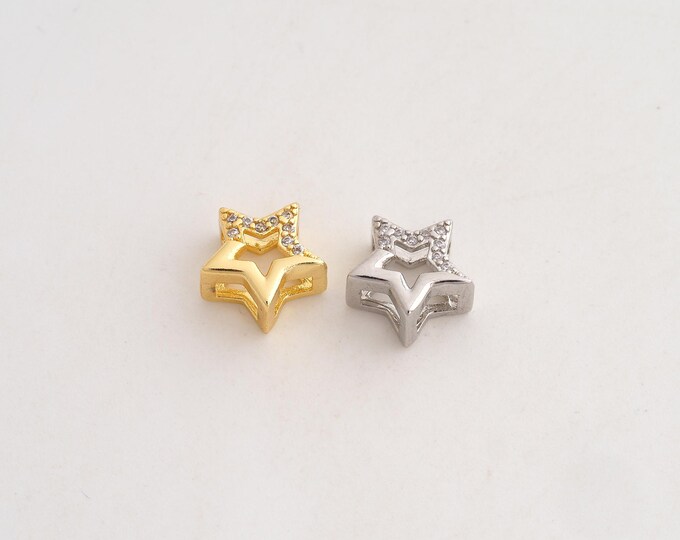 CZ Star Pendant,Celestial Pendant,18K Gold Filled Starburst Charm,DIY Jewelry Accessories,10x9.5x5.7mm
