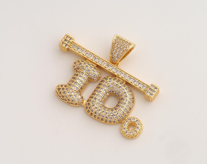 CZ I Do Letter Pendant,I Do Pendant,18K Gold Filled Letter Charm,DIY Jewelry Accessories,37.3x50.3x4.8mm