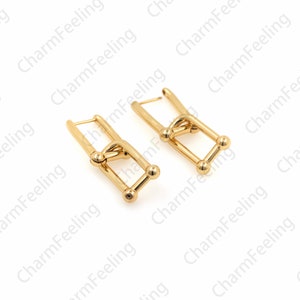 18K goud gevulde vierkante oorbellen, nietjes oorbellen, hanger oorbellen, eenvoudige oorbellen, 37x13.5x4.5mm 1 paar