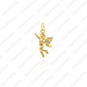 Cupid Pendant，Tiny Gold Cupid，Angel pendant，Micro Pave Pendant for Jewelry Making 16.5×9×2.3mm  1pcs