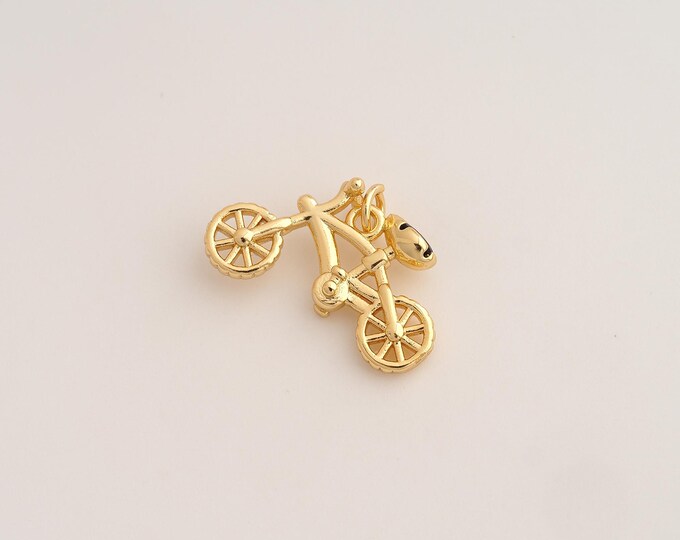 Bicycle Pendant,Bicycle Pendant,18K Gold Filled Bicycle Charm,DIY Jewelry Accessories,15.7x24x8mm
