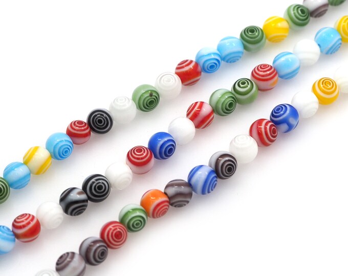 Ball Beads,Spiral Glass Beads, Murano Glass Beads,Ball Spacer Beads, Glass Jewelry, DIY Jewelry Supplies, 6\8\10\12mm