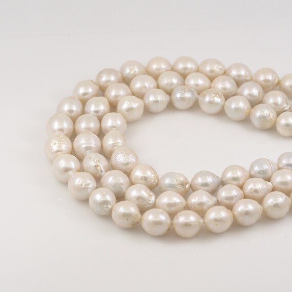 1Str AAAAA High Quality Pearls Natural Freshwater Pearls Pearl Chains Nearly Round Pearls DIY Jewelry Accessories 13mm Length 35cm