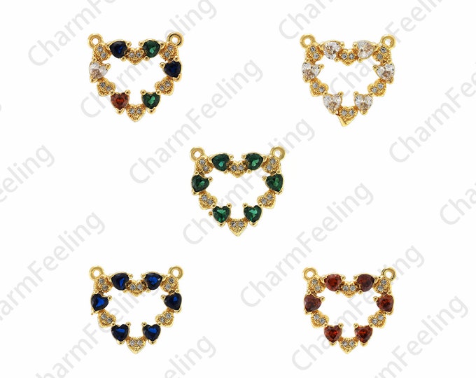 Micropavé CZ Heart Charm,18K Gold Filling Enamel Heart Pendant,Heart Charm,Heart Necklace,Enamel Charm,DIY Jewelry Accessories 16.5x15.5x3mm