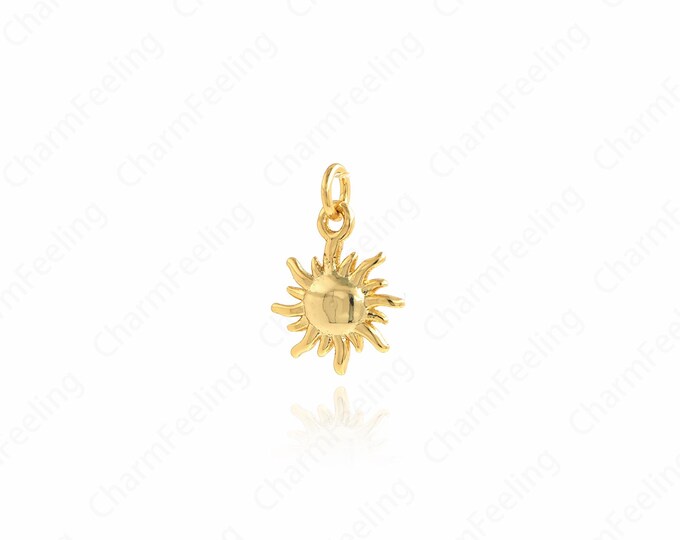 Sun Burst Pendant,Sunshine Necklace, 18K Gold Filled Sun Pendant, Sun Charm, DIY Jewelry Accessories, 15x10x2.8mm