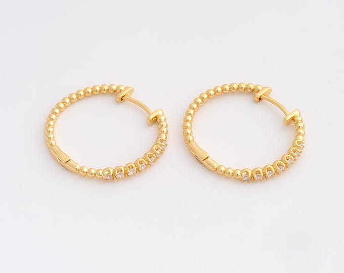 18K Gold Filled Round Earrings, Hugging Hoop Earring, Dainty Earrings,31x28x3mm