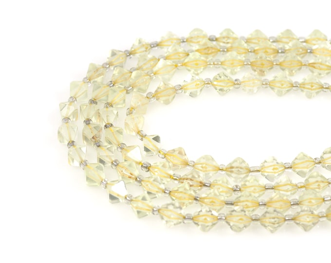 Lemon Crystal Gemstone Necklace, Faceted Diamond Gem Bead, Natural Stone Chain, Natural Stone Bead, DIY Bracelet Necklace Accessories, 10mm
