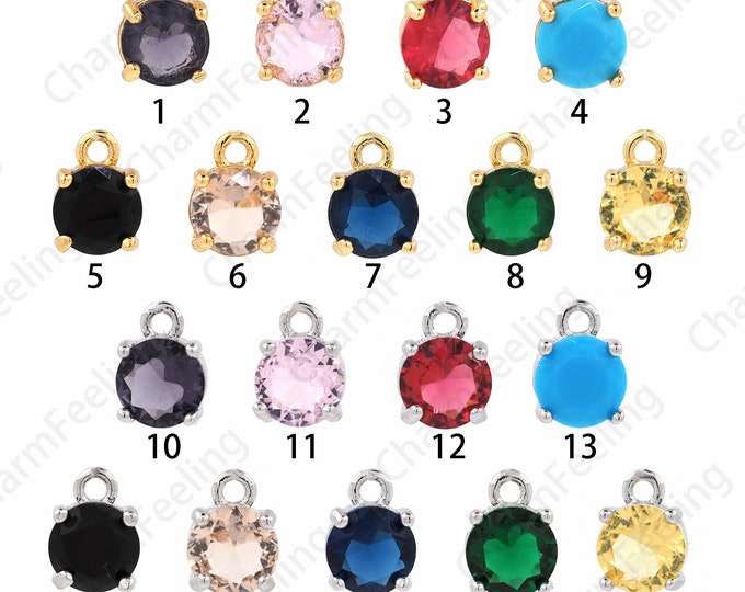 Round Pendant, 18K Gold Filled Ball Pendant, Micropavé CZ Ball Charm, Round Charm, DIY Jewelry Accessories,8x6x3.5mm