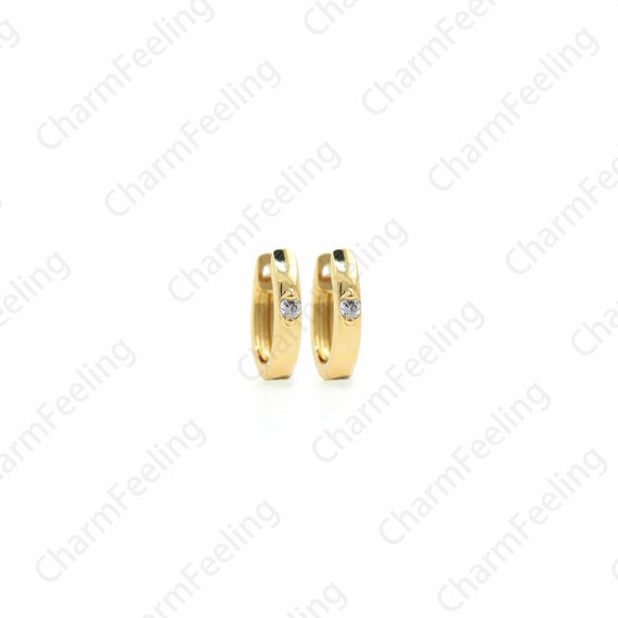 18K Pure Gold Filled Fashion Earrings, Micropavé CZ Imitation Diamond Earrings, Suitable For Anniversary Gifts, DIY Accessories 13x13x2.5mm