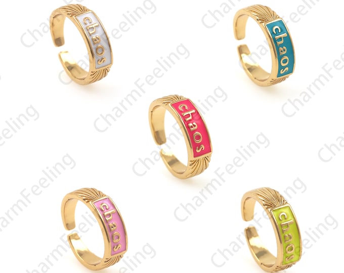 18K Gold Filled Enamel Ring Chaos Ring Exquisite Gold Ring Ring Charm Adjustable Ring, gift for her 1PCS