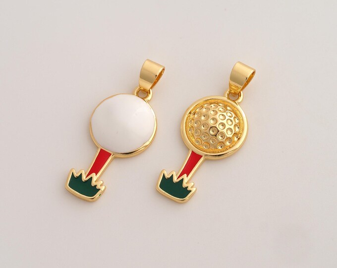 Enamel Golf Pendant,Sports Pendant,18K Gold Filled Golf Charm,DIY Jewelry Accessories,33x13.6x4.7mm