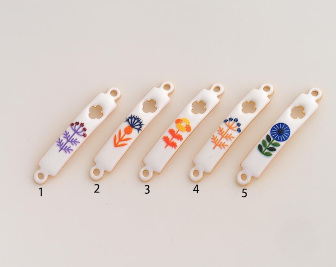 Enamel Flower Connector,Flower Connector,18K Gold filled Flower Connector,DIY Bracelet Accessories, 32.6x5.8x2mm