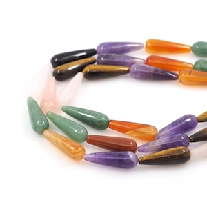 Colorful Teardrop,Natural Gemstone Teardrop Chain, Drop-Shaped Gemstone Chain, Gemstone Necklace, DIY Bracelet Accessories, 10x30mm