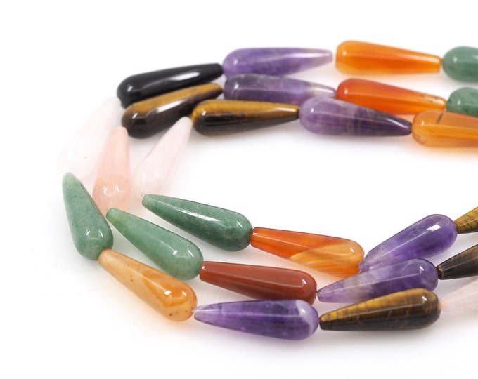 Colorful Teardrop,Natural Gemstone Teardrop Chain, Drop-Shaped Gemstone Chain, Gemstone Necklace, DIY Bracelet Accessories, 10x30mm