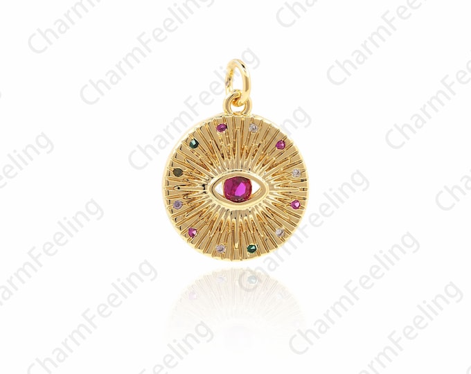 Eye Medal, Eyes On Coin Necklace,Eye Charm, Eye Pendant, DIY Jewelry Making Accessories 21.5×15.8×2.2mm 1pcs
