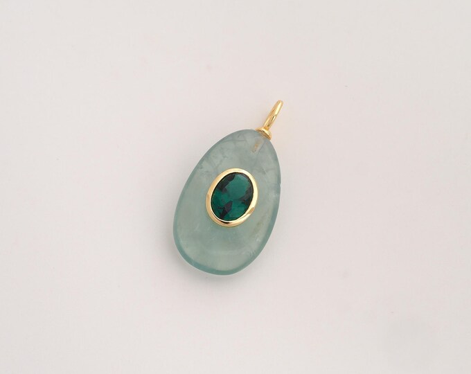 Natural Stone Pendant,Energy Stone Pendant,18K Gold Filled Water Drop Charm,DIY Jewelry Accessories,29.7x15x8mm