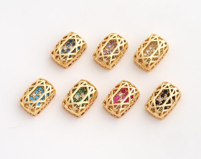 10 pcs 18K Gold Filled Gemstone Spacer Beads,Square Gemstone Beads,Square Beads,DIY Jewelry Supplies,8x12mm