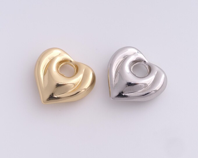 Puffed Heart Pendant,Dainty Love Necklace,18K Gold Filled Heart Charm, Love Charm, DIY Jewelry Accessories, 18.6x20.3x7.4mm