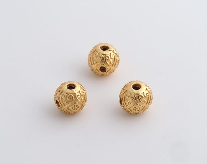Gold Round Spacer Beads, 18K Gold Filled Tube Beads,Dainty Ball Bracelet Necklace Spacer Beads, DIY Jewelry Supplies,9x8.6mm