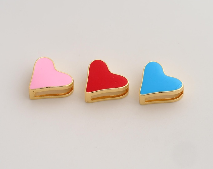 Enamel Heart Pendant,Love Pendant,18K Gold Filled Heart Charm,DIY Jewelry Accessories,14x15.6x6mm
