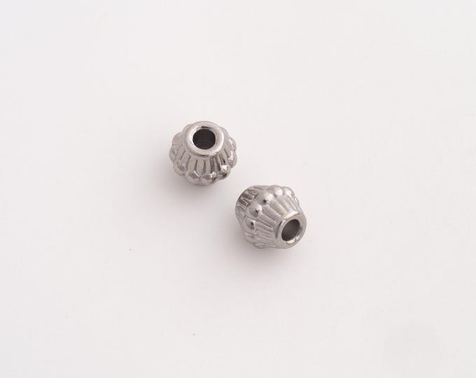 5 pcs Stainless Steel Round Spacer Beads, Tube Beads, Round Beads, DIY Bracelet Necklace Jewelry Making,7.6x7.5mm Hole 3mm