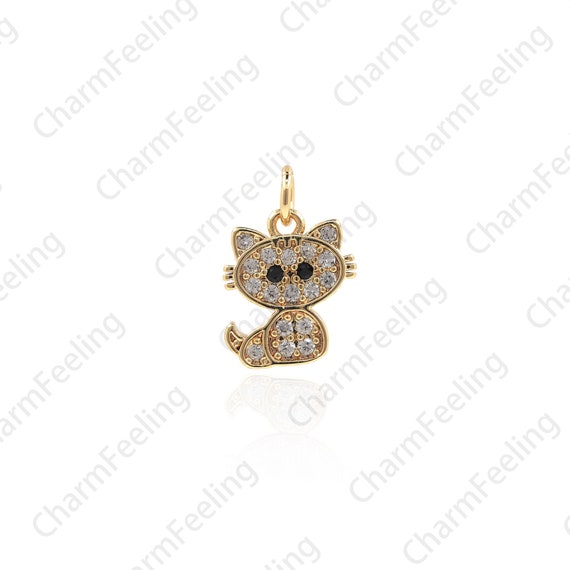 18K Gold Filled Cat Necklace Cat Pendant Animal Charm Cat Etsy