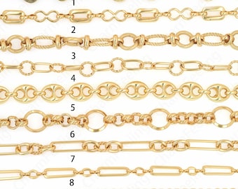 1 Meter, Unfinished Chain, Round Chain, Cable Chain,Twist Chain, 18K Gold Filled Welded Chain, Sailor Chain, Curb Chain,Heart Chain