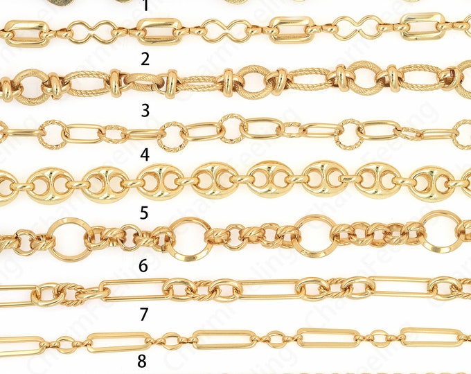 1 Meter, Unfinished Chain, Round Chain, Cable Chain,Twist Chain, 18K Gold Filled Welded Chain, Sailor Chain, Curb Chain,Heart Chain