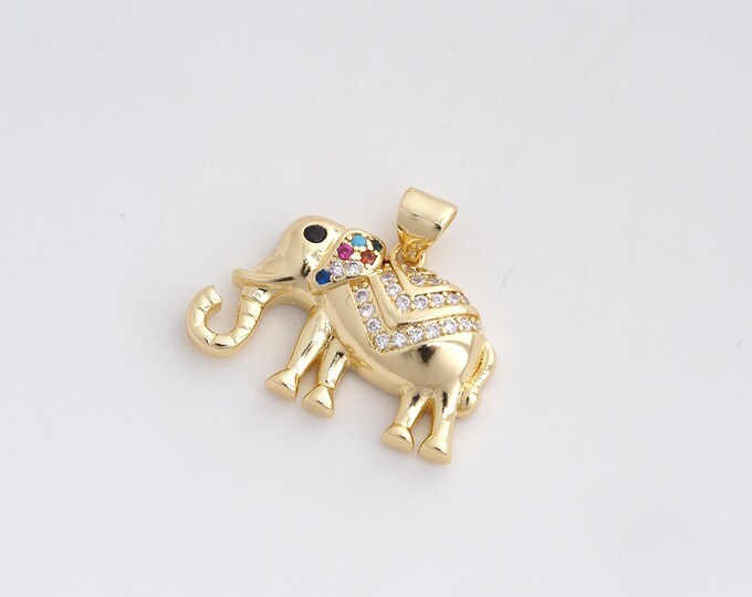 Elephant Pendant, Animal Charm,18K Gold Filled Elephant Charm, DIY Jewelry Making Accessories 19.5x23.2x4.6mm