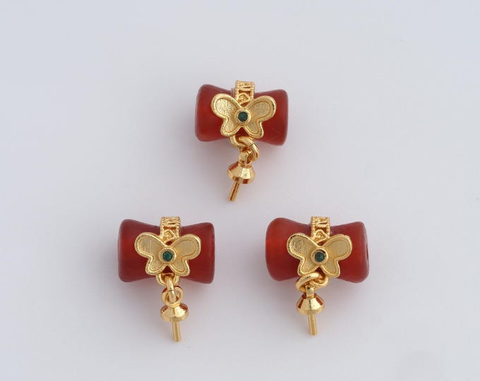 Cylinder Butterfly Bead, Insect Beads,18K Gold Filled Butterfly Necklace Bracelet Beads DIY Jewelry Supplies,9.8x6.8mm