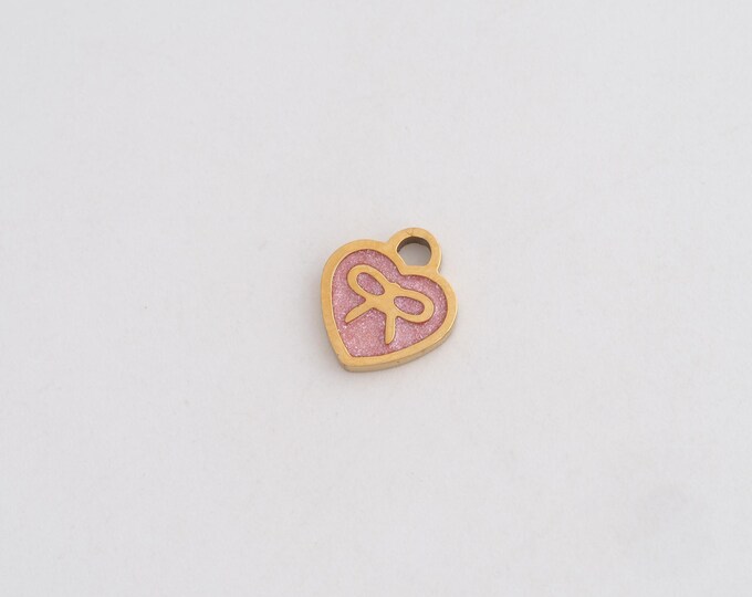 Heart Bow Charms,Dainty Heart Charm, 18K Gold Filled Bow Pendant,DIY Jewelry Accessories 10x8.8x1.3mm