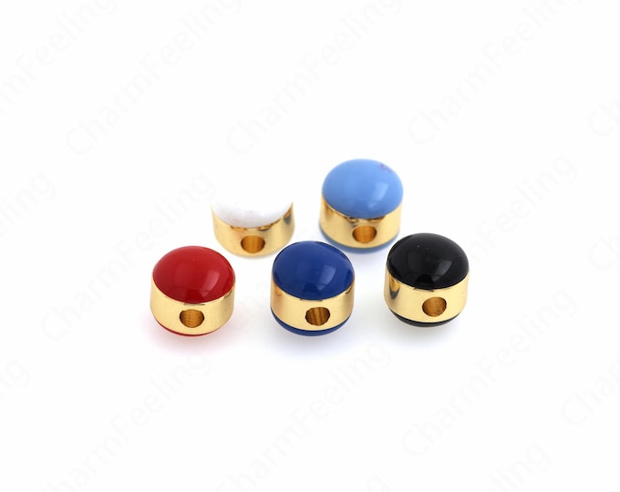 Enamel Ball Spacer Beads, 18K Gold Filled Ball Beads,Dainty Ball Bracelet Necklace Spacer Beads, DIY Jewelry Supplies,10x10.5mm