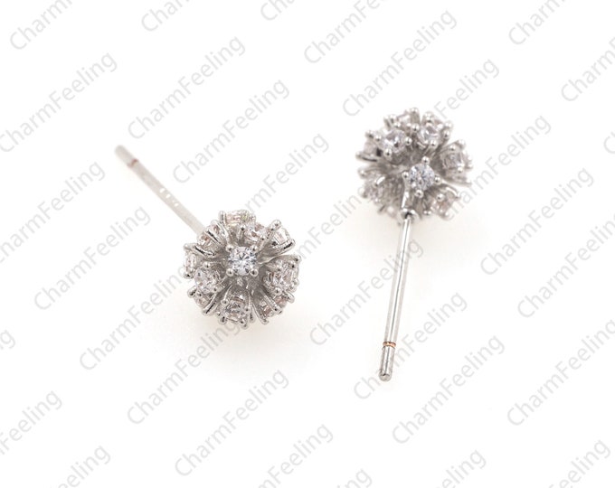 Round studs, CZ ball studs, cubic zirconia round studs, round charms, earrings, ear pins, ear hooks, Ear jewelry 1 pair