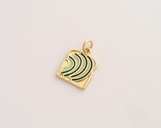 Enamel Bread Pendant,Bread Pendant,18K Gold Filled Bread Charm,DIY Jewelry Accessories,18.7x12.5x1.8mm