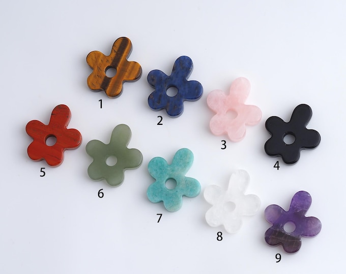 Natural Stone Pendant,Crystals Gemstones Charms,Dainty Flower Gemstones Charm,DIY Jewelry Accessories,34.4x32x6mm