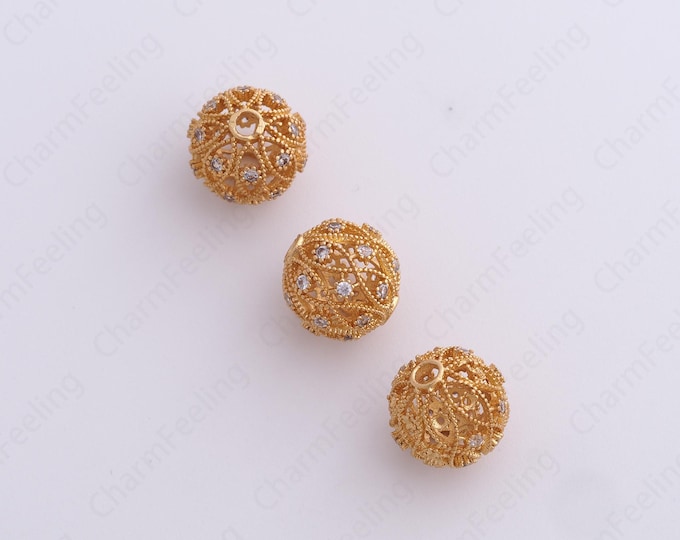 Gold Ball Spacer Beads, 18K Gold Filled Ball Beads,Dainty Ball Bracelet Necklace Spacer Beads, DIY Jewelry Supplies,10x10mm