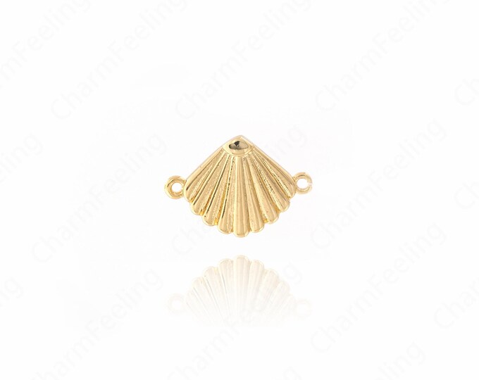 Gold Conch Connector,Shell Connector, 18K Gold Filled Shell Charm, DIY Bracelet Necklace Accessories, 12.4x18x2.6mm