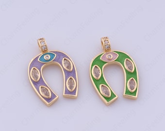 Horseshoe Charm,Enamel Charm, 18K Gold Filled Horseshoe Pendant,DIY Jewelry Supplies, 26x17.6x2.5mm26x17.6x2.5mm