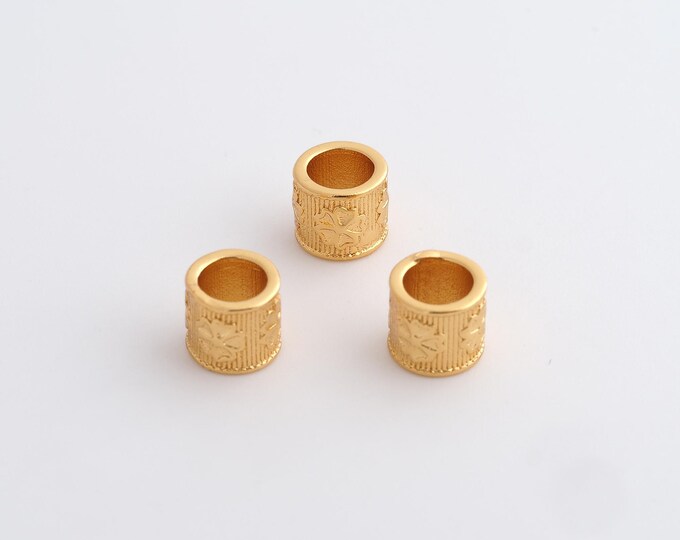 1 pcs Gold Tube Spacer Beads, 18K Gold Filled Round Beads,Dainty Round Bracelet Necklace Spacer Beads, DIY Jewelry Supplies,6.7x6.3mm