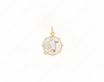 18K Gold Filled Note Pendant,Enamel Note Necklace Pendant,Enamel Music Pendant, Musical Note Charm 19.7x13.6x2mm