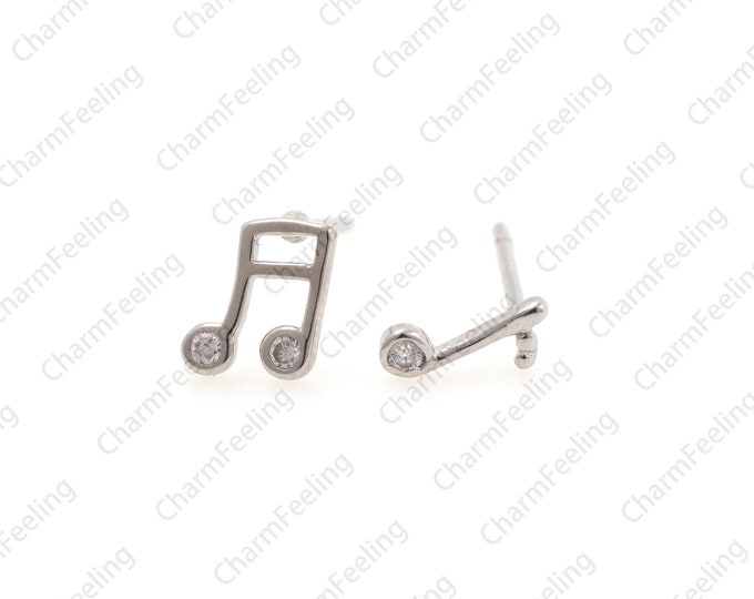 Musical note studs, music studs, musical note charms, small studs, ear jewelry accessories 1pair