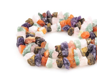Unfinished Gem Beads, Dark Colorful Rough Stone, Natural Stone Chain, Gem Chain, DIY Bracelet And Necklace Accessories,7-10x10-15mm