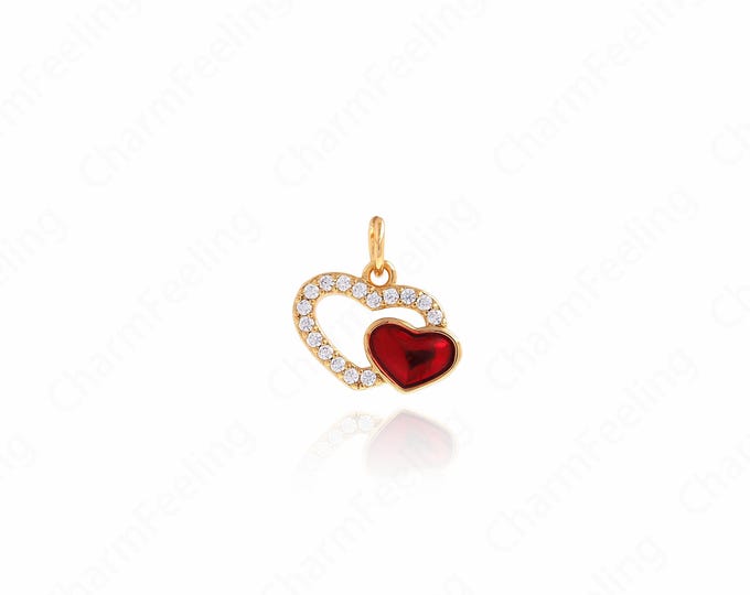 Enamel Heart Pendant, Heart Charm, Red Heart Charm, Heart Necklace, Enamel Charm, DIY Jewelry Making Accessories 14x14.5x2mm