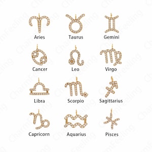 Micropavé CZ Zodiac Pendant, Zodiac Pendant,Stainless Steel Necklace,18K Gold Filled Sagittarius Pendant,DIY Jewelry Accessories,13x13.5x2mm