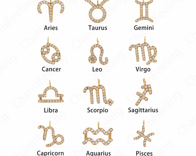 Micropavé CZ Zodiac Pendant, Zodiac Pendant,Stainless Steel Necklace,18K Gold Filled Sagittarius Pendant,DIY Jewelry Accessories,13x13.5x2mm