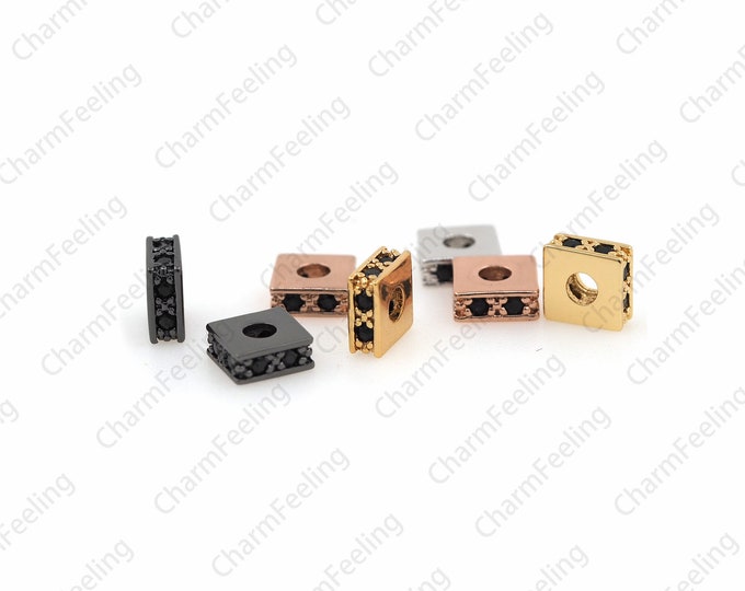 CZ Rectangle  Big Hole Spacer Beads,Rectangle Connector beads charms,CZ Spacer Beads 6 ×2.5mm  1pcs
