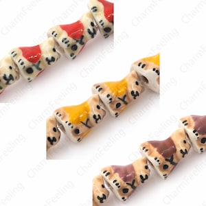 Ceramic Dog Beads, Animal Spacer Beads, Cute Pet Beads, Glazed Hand Painted Ceramic Beads, Painted Ceramic Beads, DIY Jewelry Supplies
