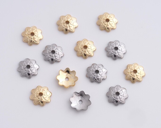 100 pcs Stainless Steel Caps,Spacer Jewelry,Bead Caps,Pearl Caps,Flower Caps,Flower Bead Caps,DIY Gold Jewelry Making,7.5x1.6mm