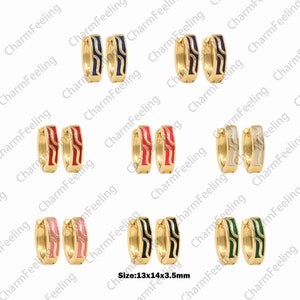 1 paar, ronde emaille oorbellen, email charme, 18K goud gevulde doorboorde oorbellen, alledaagse oorbellen, delicate oorbellen, 13x14x3.5mm