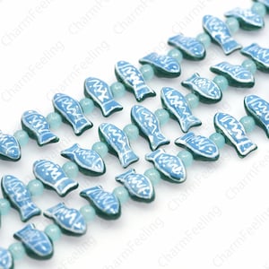 Fish Spacer Beads,Marine Life Spacer Beads,Glazed Ceramics, Ceramic Fish Beads,Hand-Painted Ceramics,DIY Jewelry Supplies，9.5x21x8mm